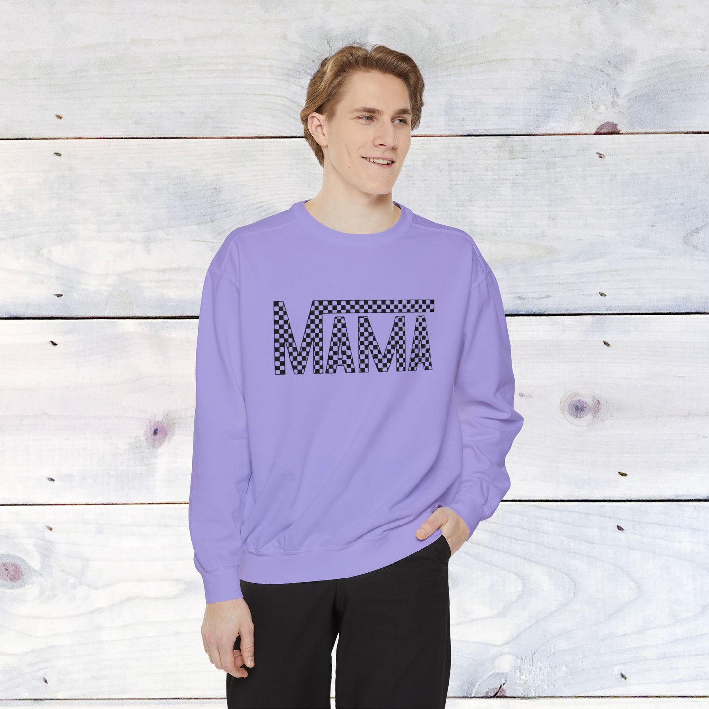 Mama Checkered Black Comfort Colors Sweater