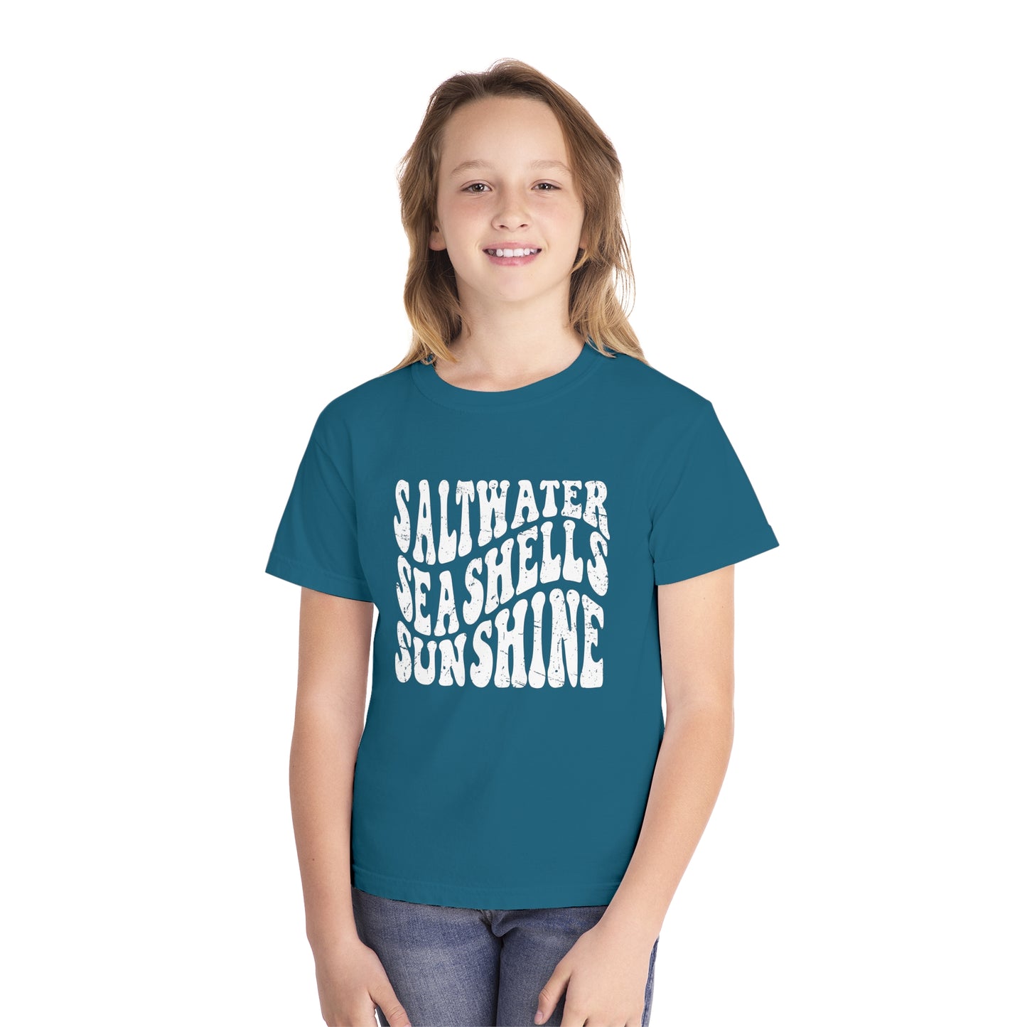 Youth Saltwater, Seashells, Sunshine Comfort Colors Youth Tee