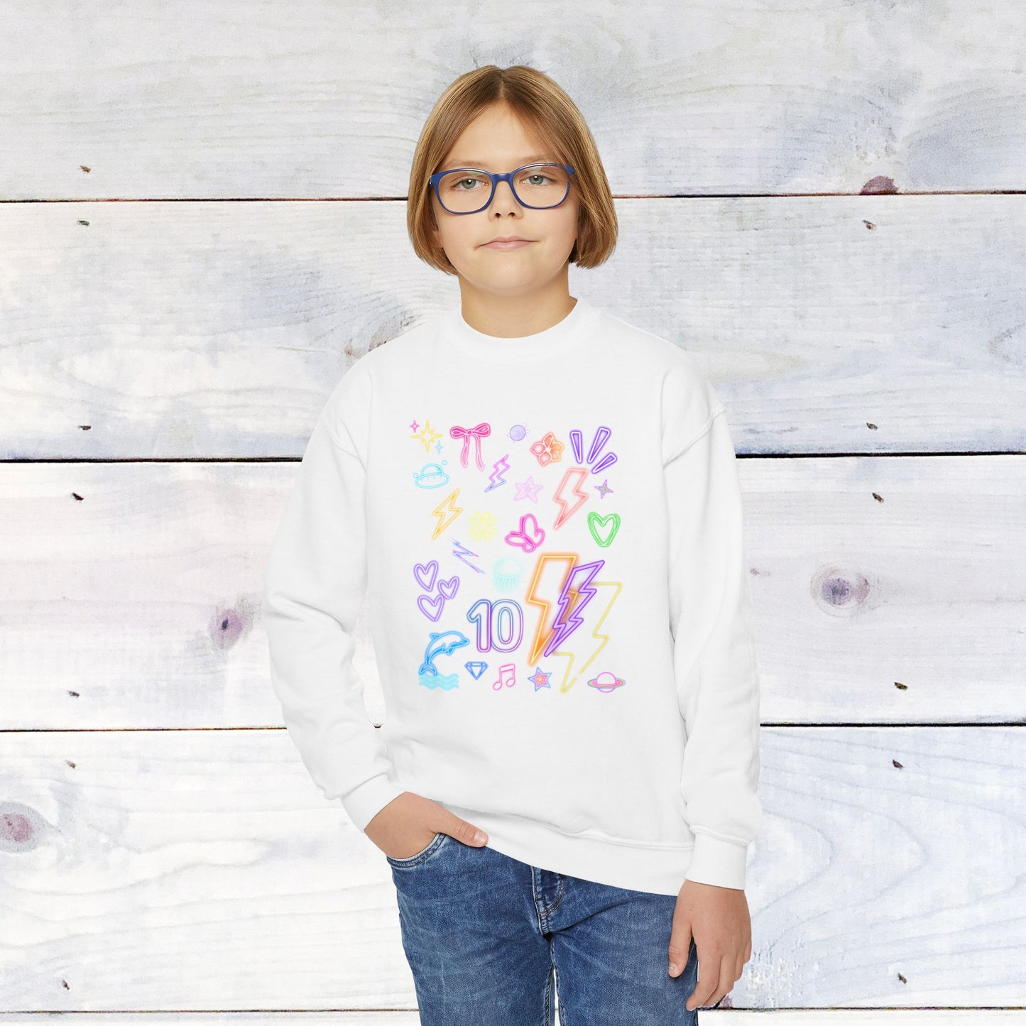 Neon Doodle 10th Birthday Crewneck