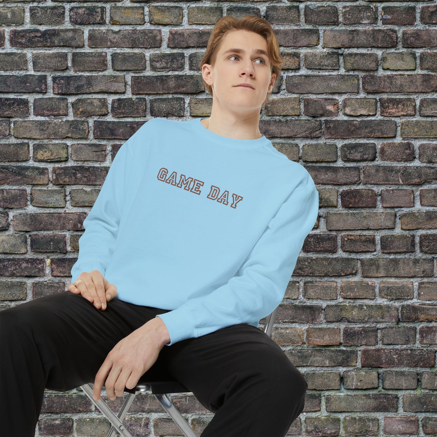 Game Day Comfort Colors Sweater - Brown Text