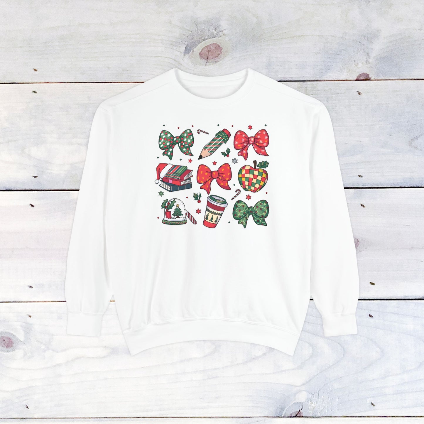 Teacher Christmas Grid Comfort Colors Sweater