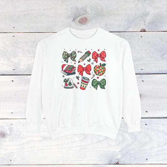 Teacher Christmas Grid Comfort Colors Sweater