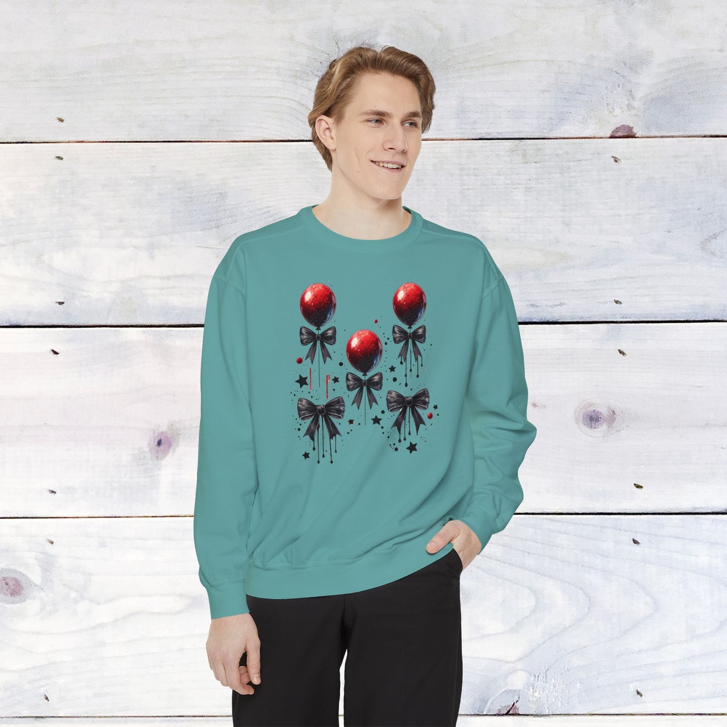 "IT" Red Balloon and Bow Comfort Colors Sweater