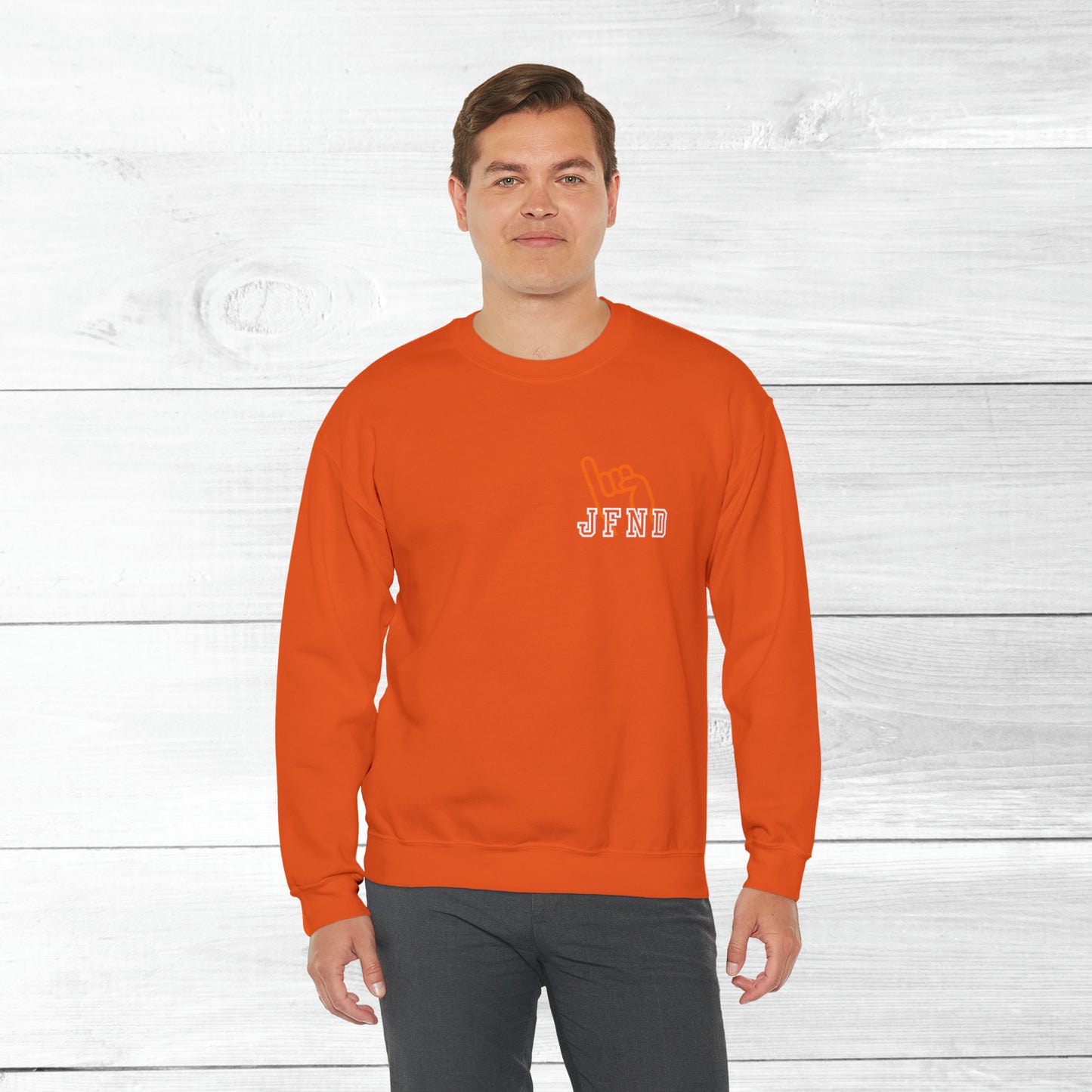 JFND front and Yellowjacket back Sweater
