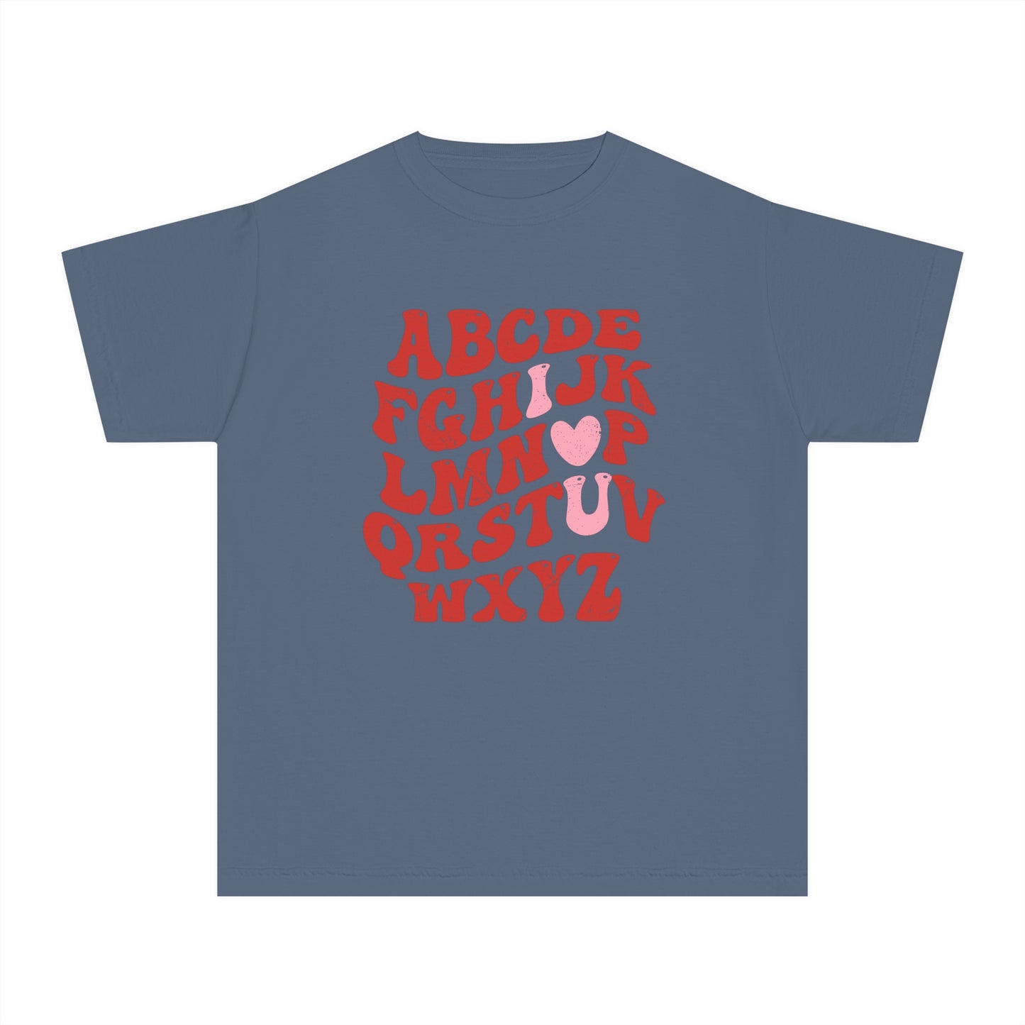 Red Alpha I Love You Youth Comfort Colors Tee