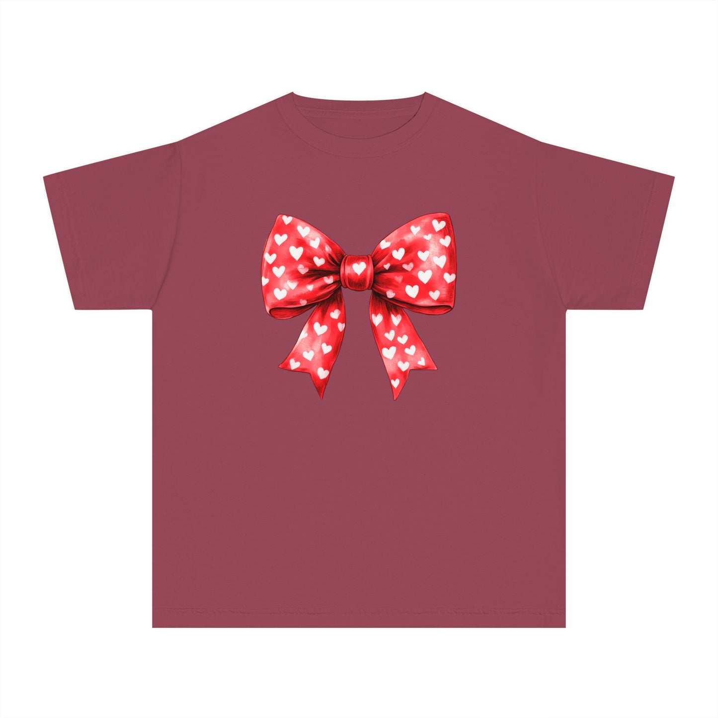 Heart Bow Youth Comfort Colors Tee