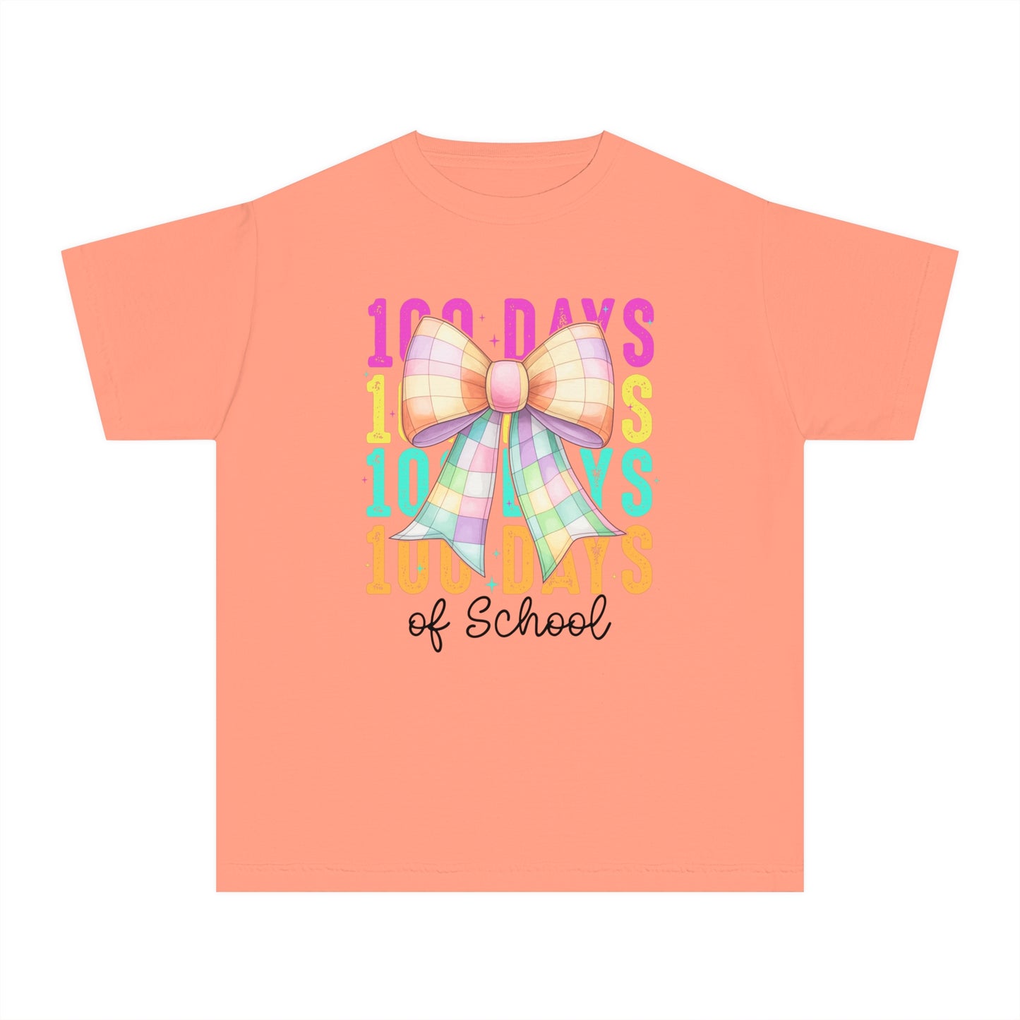 Youth 100 Days Disco Bow Comfort Colors Tee