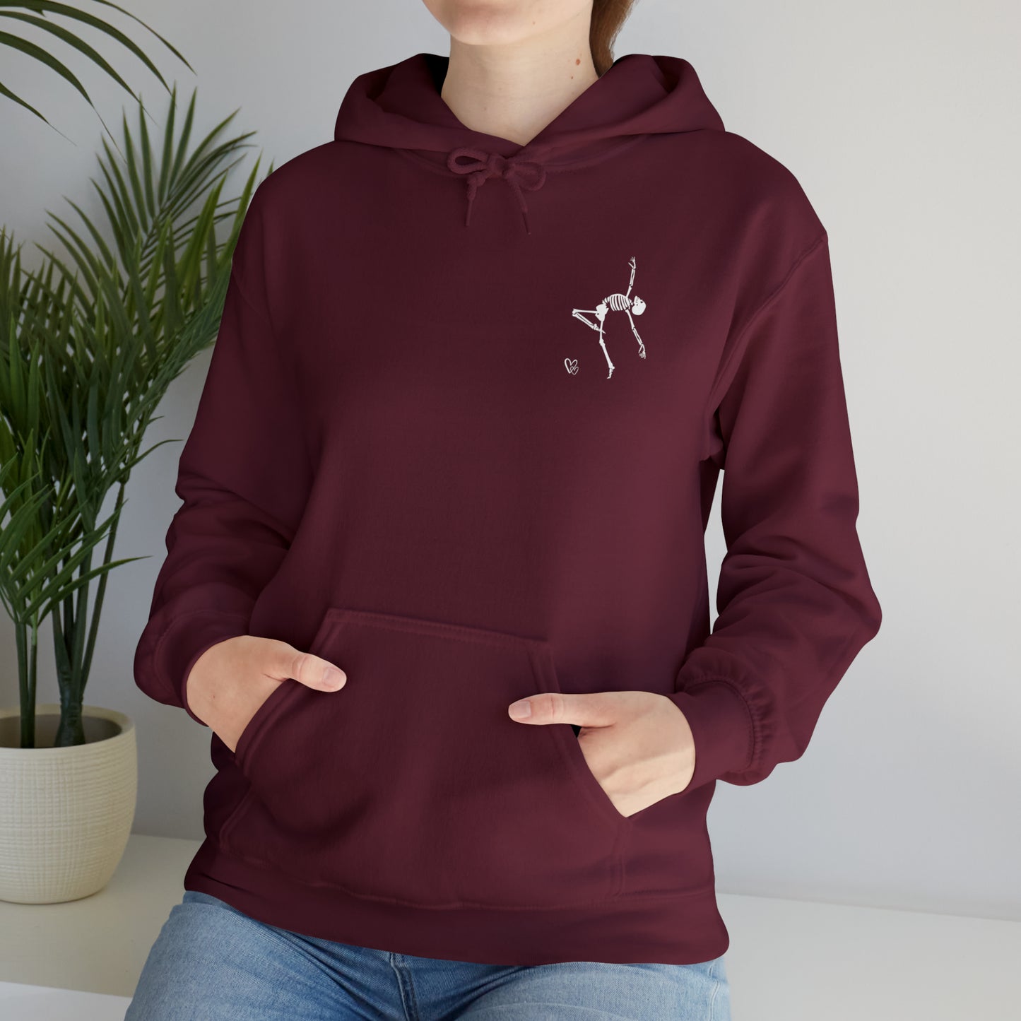 Dancing Skeleton Hoodie- Dancing Skeleton Front- Multi -Dancing Skeleton Back, Mutliple Color Options, Unisex Heavy Blend™ Hooded Sweatshirt