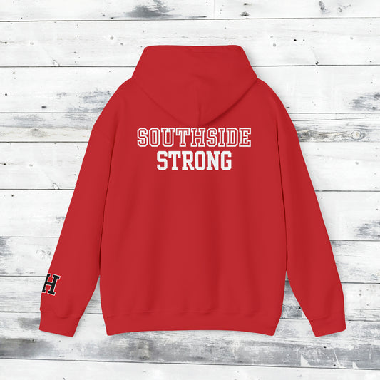 Heath Hawks WTD front Southside Strong back - H Cuff  - Hoodie