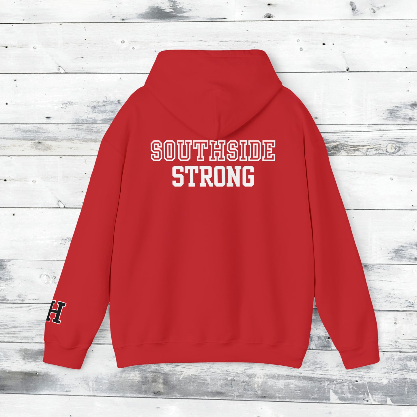Heath Hawks WTD front Southside Strong back - H Cuff  - Hoodie