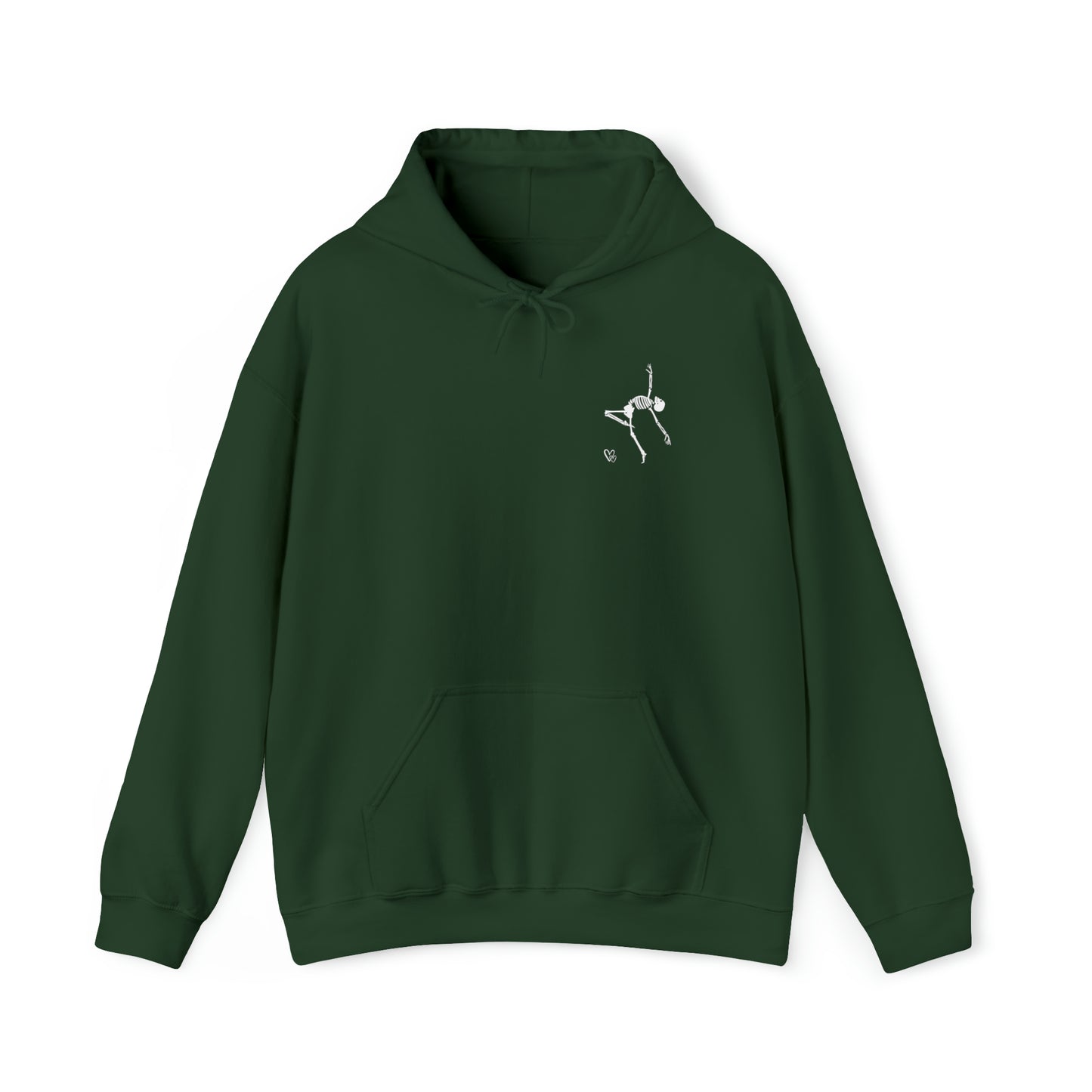 Dancing Skeleton Hoodie- Dancing Skeleton Front- Multi -Dancing Skeleton Back, Mutliple Color Options, Unisex Heavy Blend™ Hooded Sweatshirt