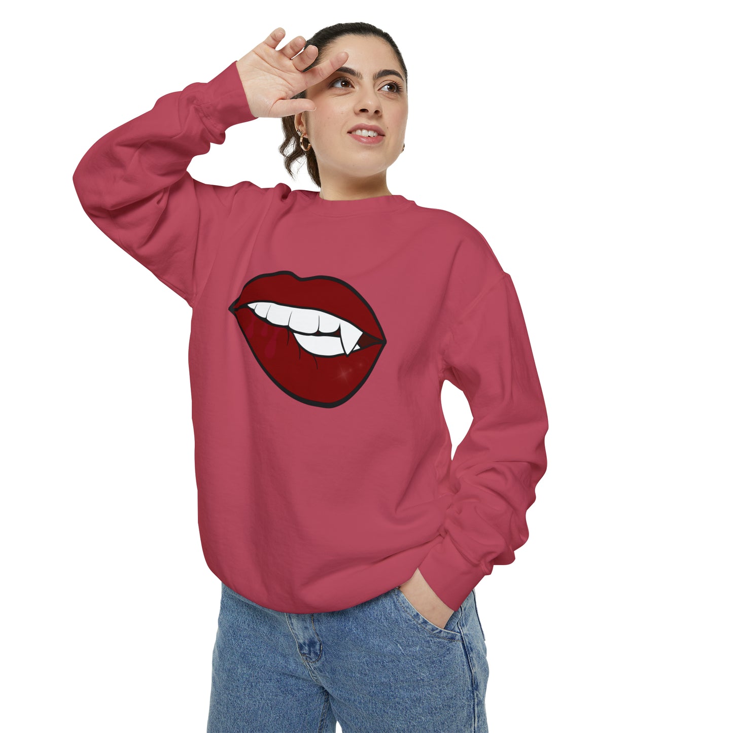 Biting Lip Vampire Fang Comfort Colors Sweater