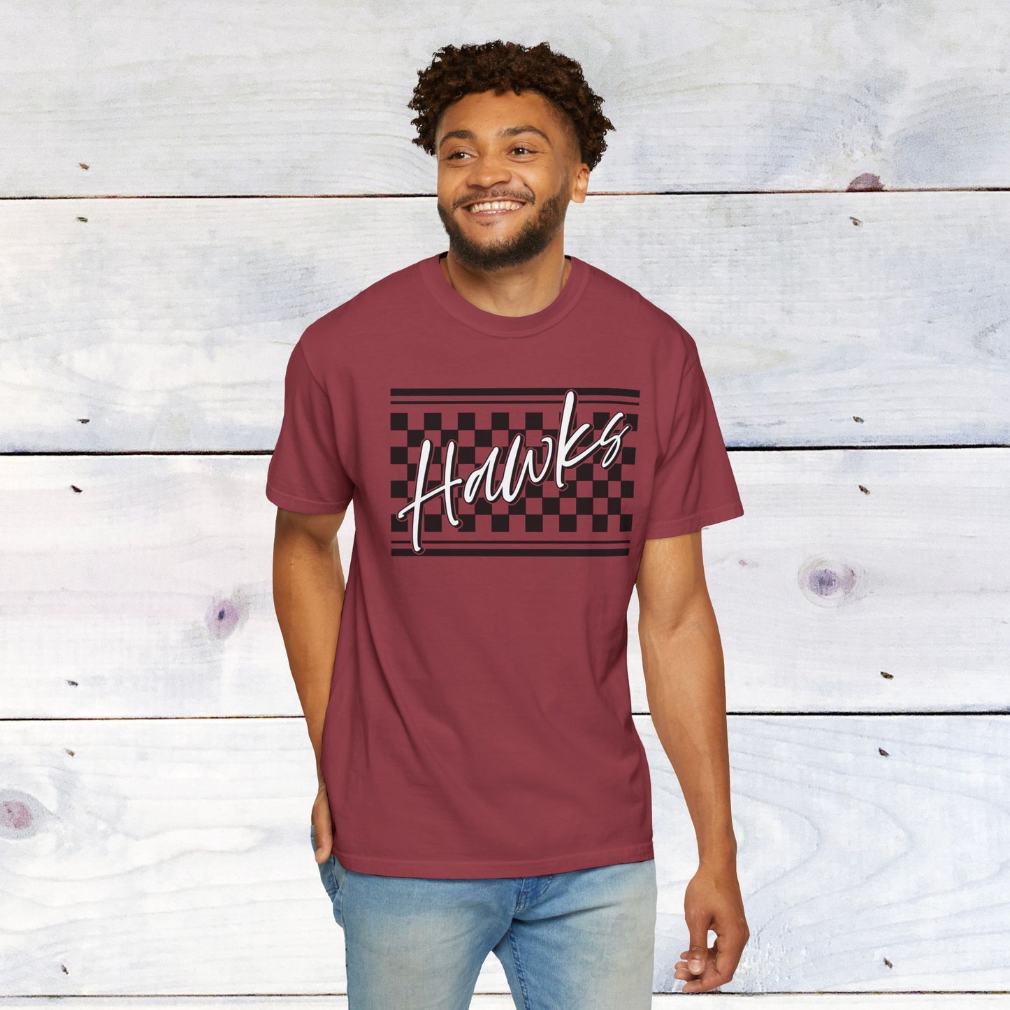 Heath Hawks Checkered Comfort Colors Unisex Tee
