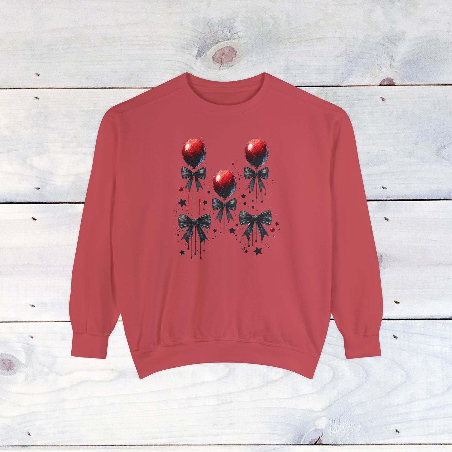 "IT" Red Balloon and Bow Comfort Colors Sweater