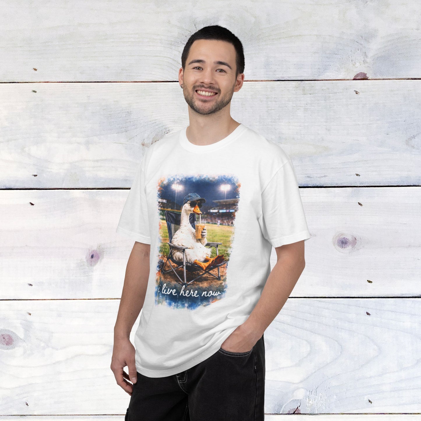 'I Live Here Now' Baseball Stadium Goose Comfort Colors Unisex T-Shirt