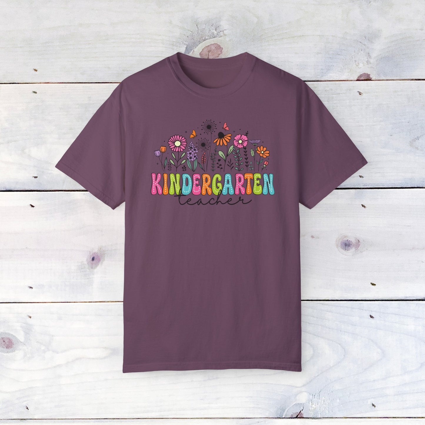 Kinder Flower Teacher Shirt - Comfort Colors