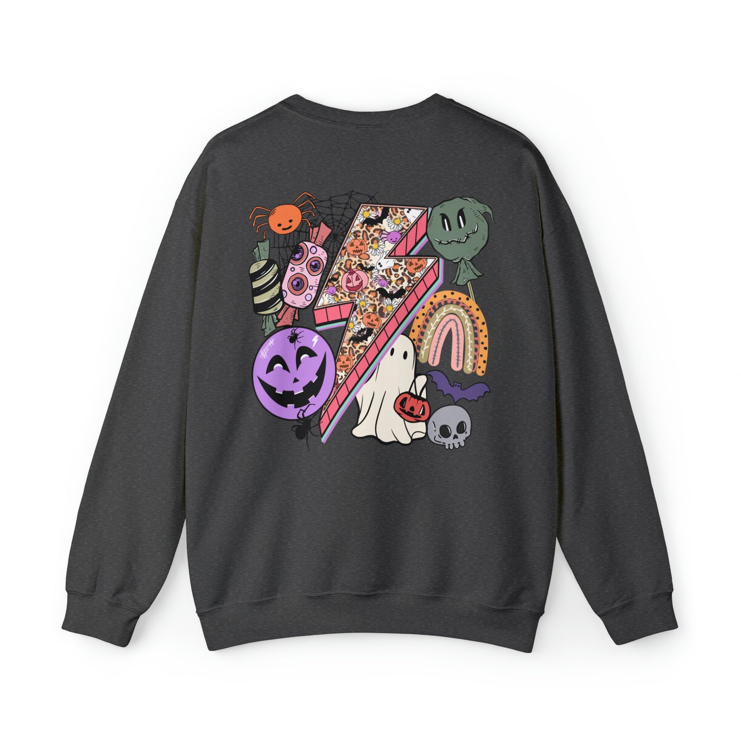Halloween - Franken Smile Front, Halloween Bolt Back - Sweater / Pullover