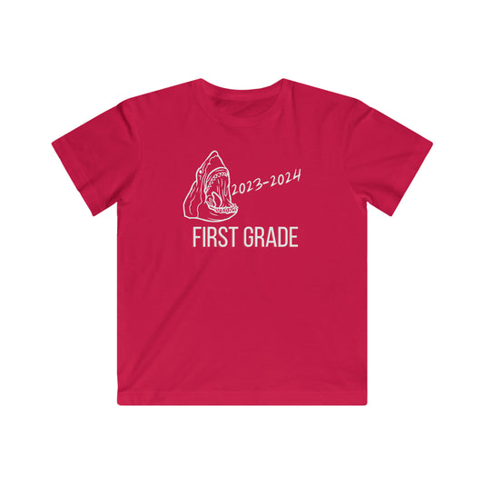 Shark First Grade First Day of School '23-'24, White Text