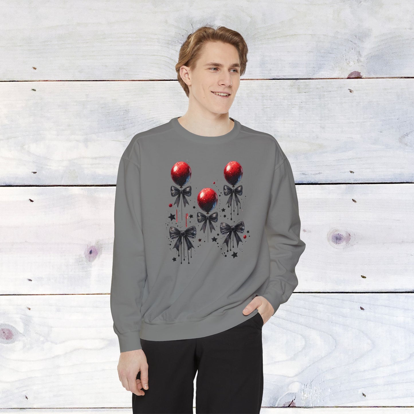 "IT" Red Balloon and Bow Comfort Colors Sweater