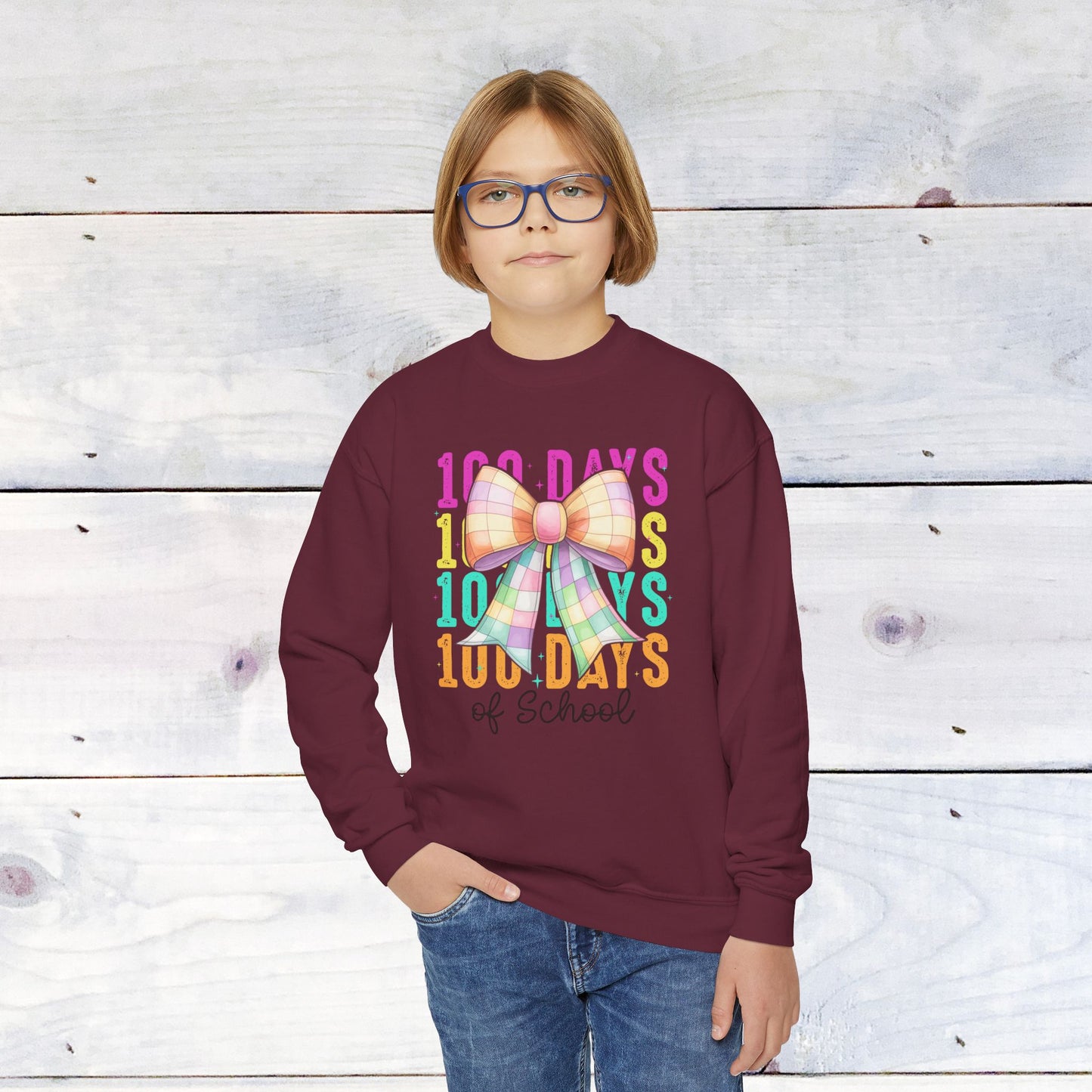 Youth 100 Days Disco Bow Crewneck Sweatshirt