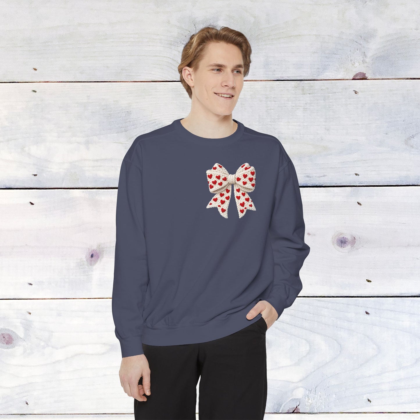 Gnome Love Yarn Bow Comfort Color Sweatshirt