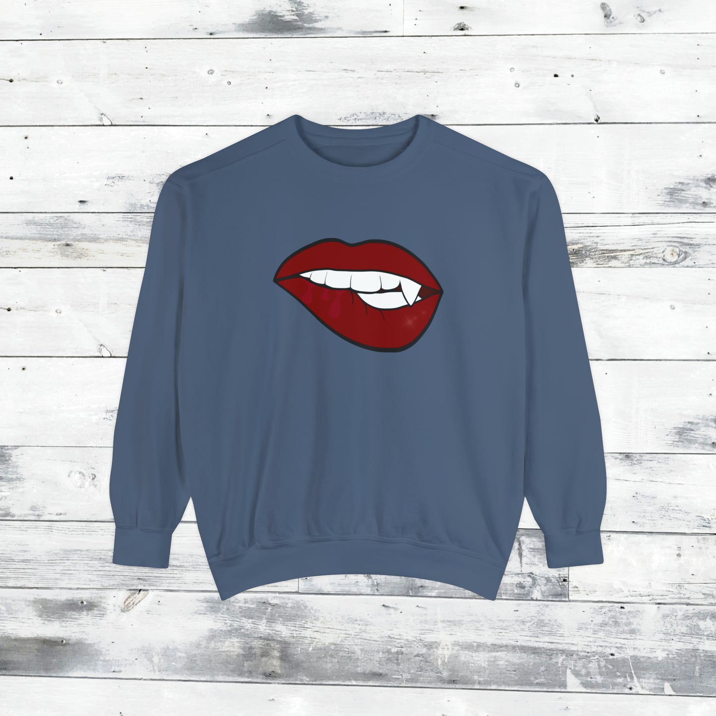 Biting Lip Vampire Fang Comfort Colors Sweater