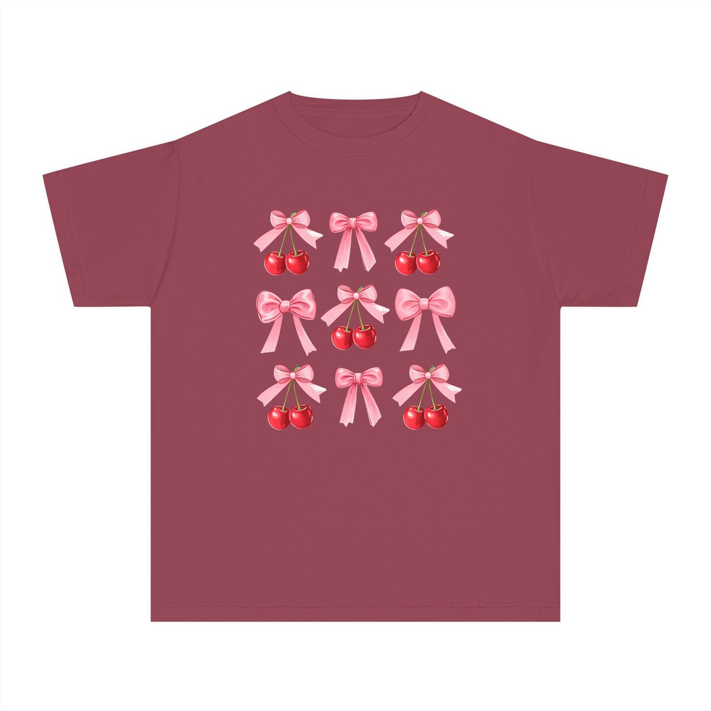 Cherry Bow Grid Comfort Colors Tee