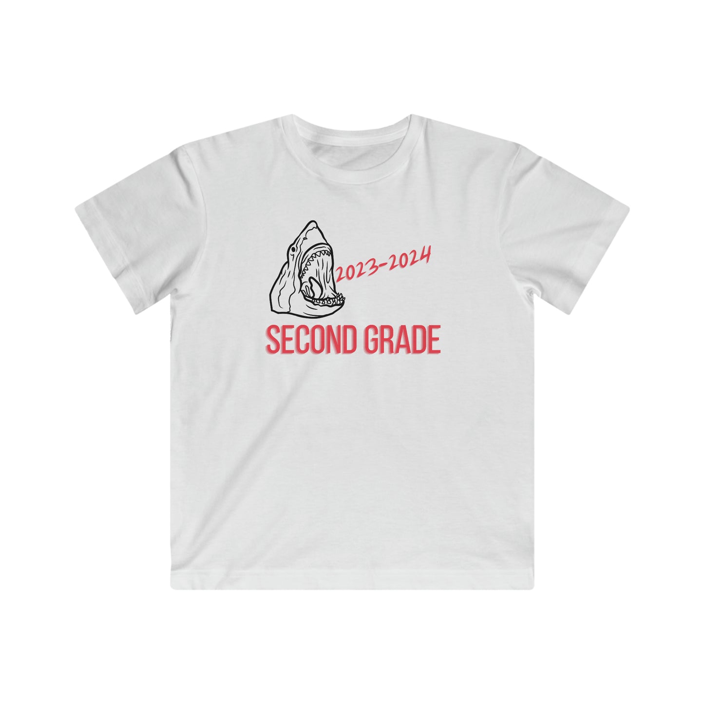 Shark, Second Grade 23-24 T-Shirt  Black/Red Text