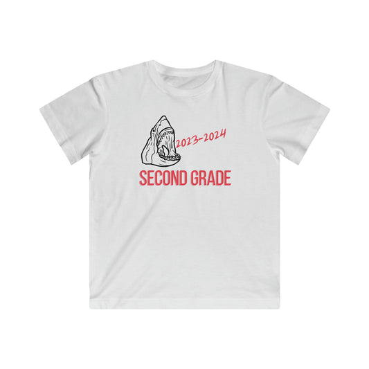 Shark, Second Grade 23-24 T-Shirt  Black/Red Text