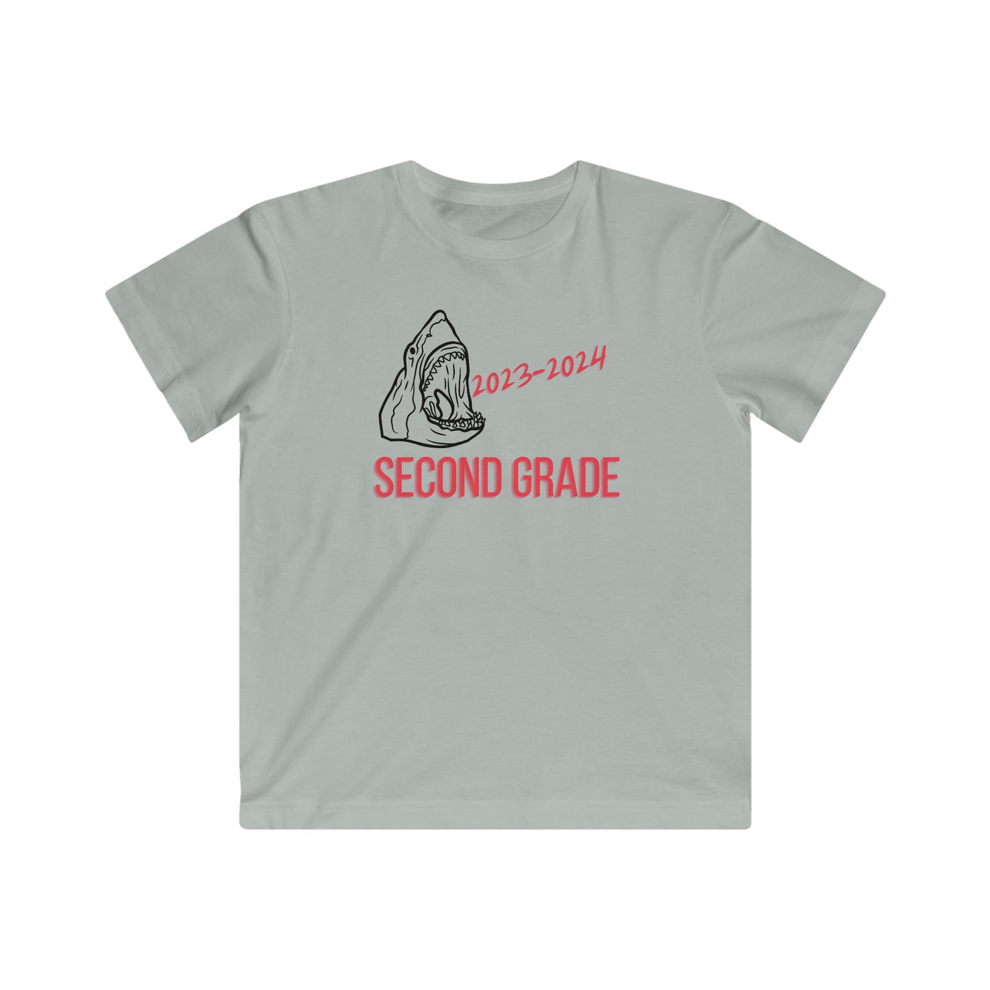 Shark, Second Grade 23-24 T-Shirt  Black/Red Text