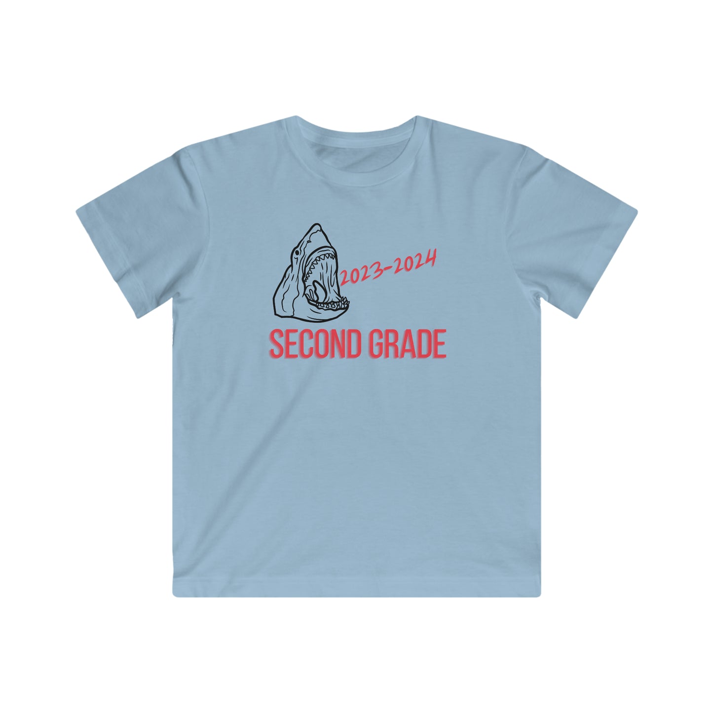 Shark, Second Grade 23-24 T-Shirt  Black/Red Text