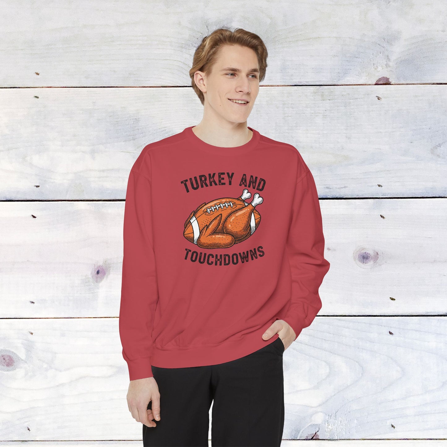 Turkey and Touchdowns Comfort Colors Sweatshirt