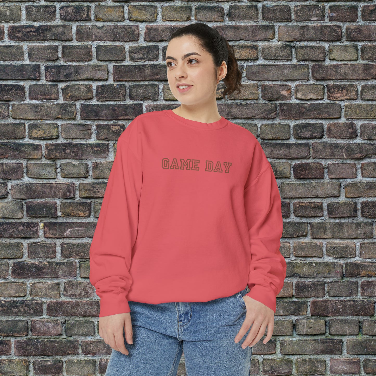 Game Day Comfort Colors Sweater - Brown Text