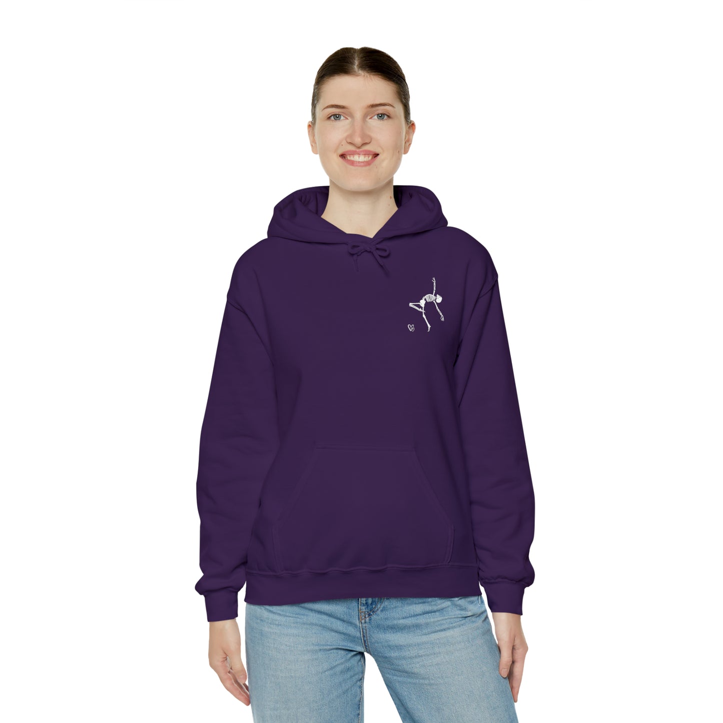 Dancing Skeleton Hoodie- Dancing Skeleton Front- Multi -Dancing Skeleton Back, Mutliple Color Options, Unisex Heavy Blend™ Hooded Sweatshirt