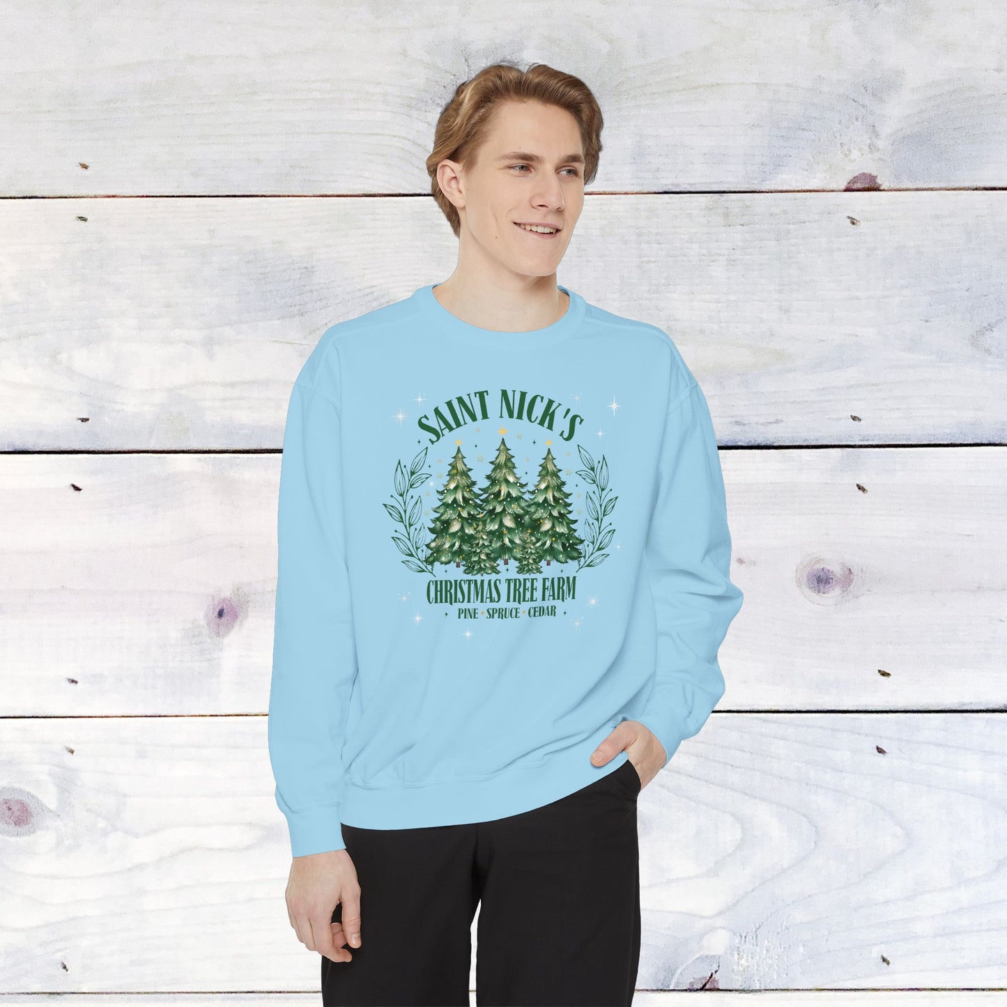 Saint Nick's Tree Farm Comfort Colors Holiday Sweater