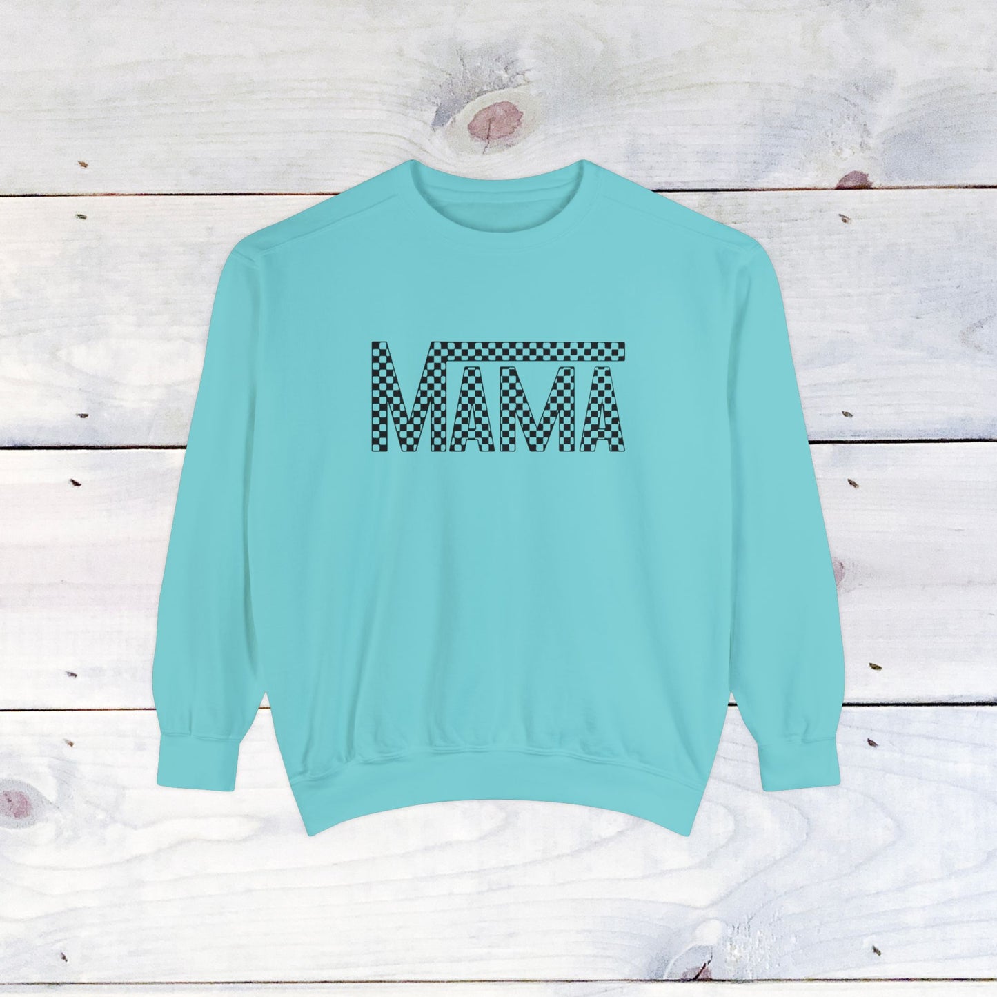 Mama Checkered Black Comfort Colors Sweater