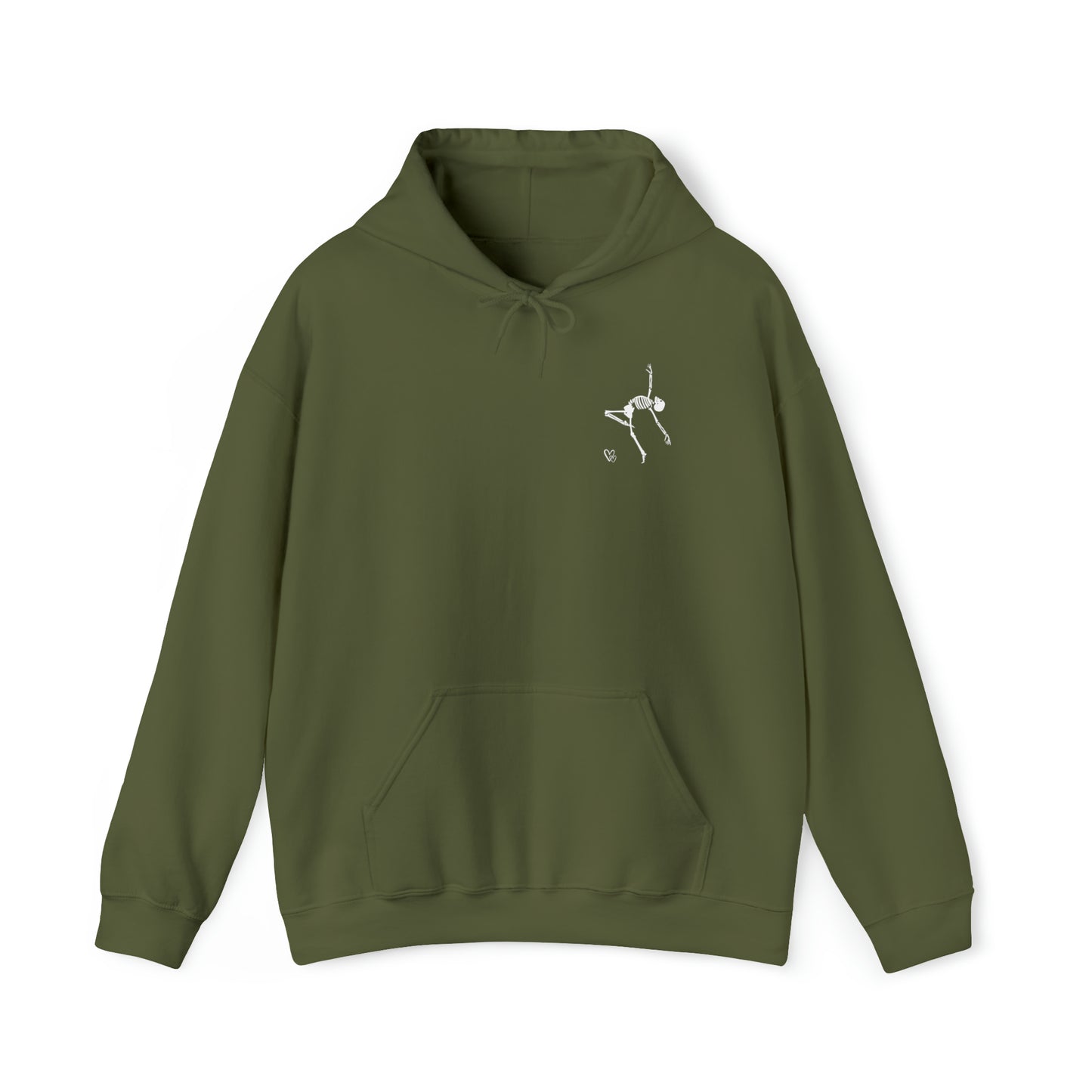 Dancing Skeleton Hoodie- Dancing Skeleton Front- Multi -Dancing Skeleton Back, Mutliple Color Options, Unisex Heavy Blend™ Hooded Sweatshirt