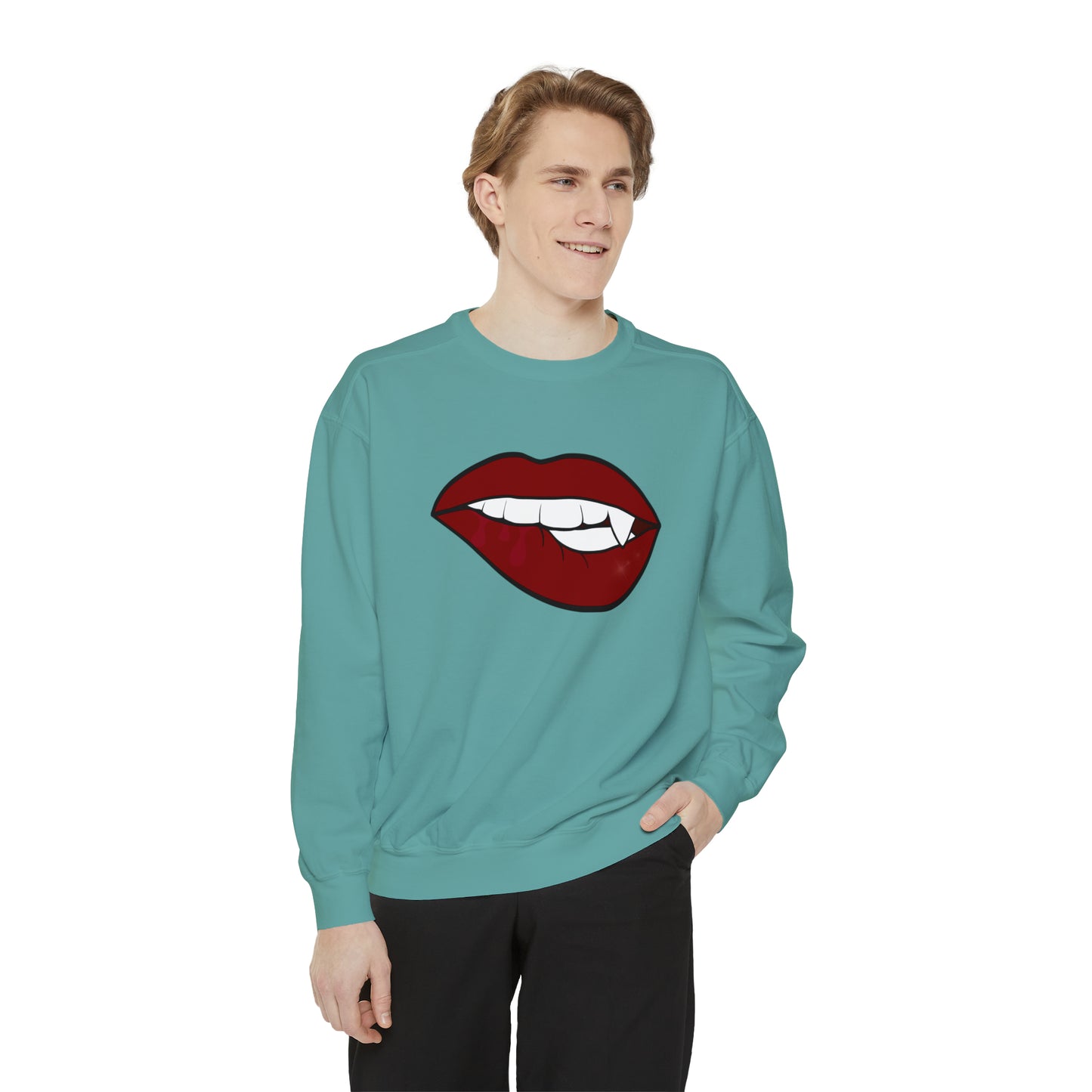 Biting Lip Vampire Fang Comfort Colors Sweater