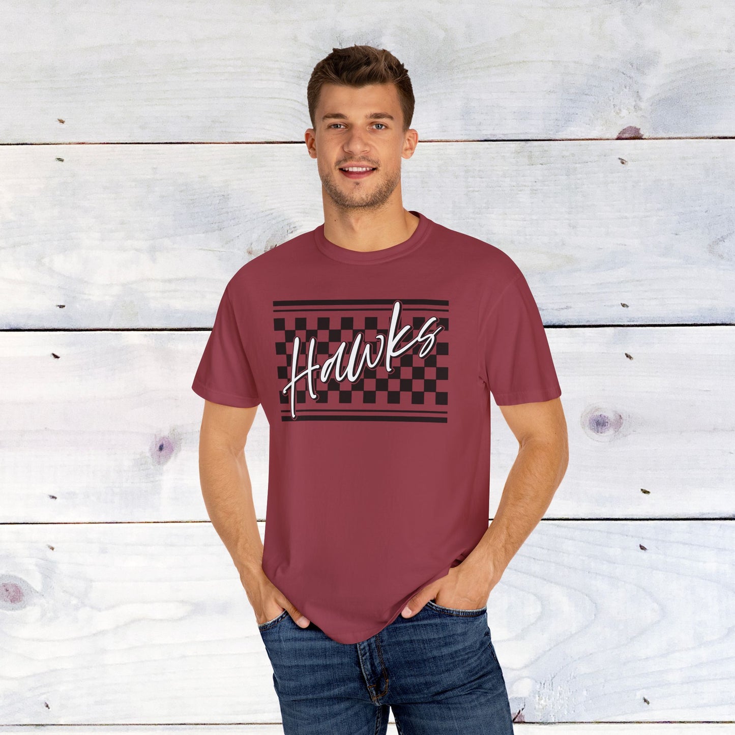 Heath Hawks Checkered Comfort Colors Unisex Tee