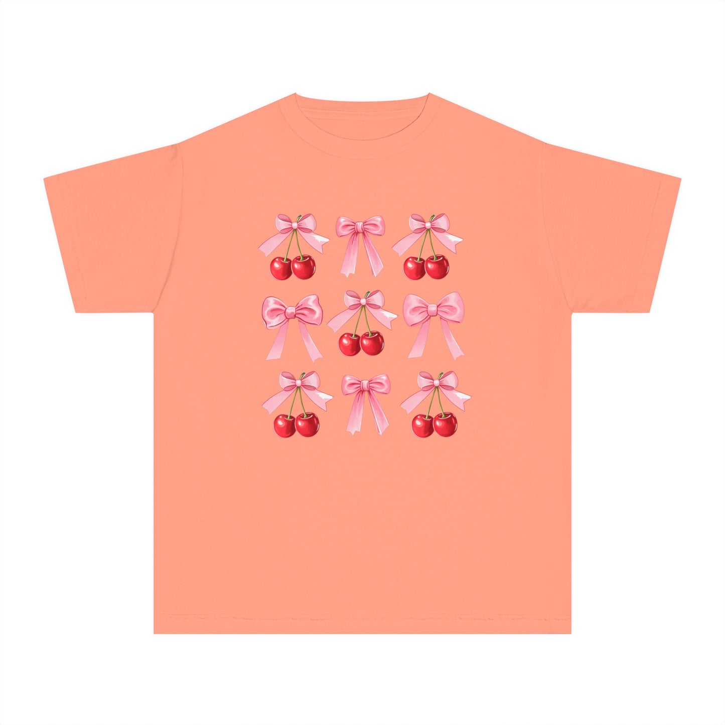 Cherry Bow Grid Comfort Colors Tee