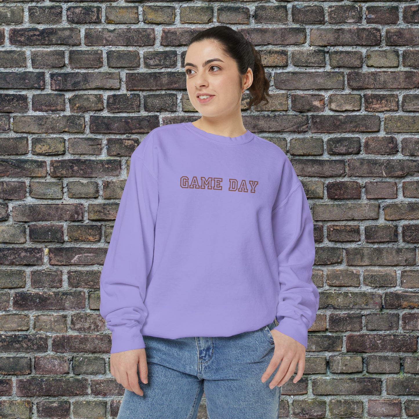 Game Day Comfort Colors Sweater - Brown Text