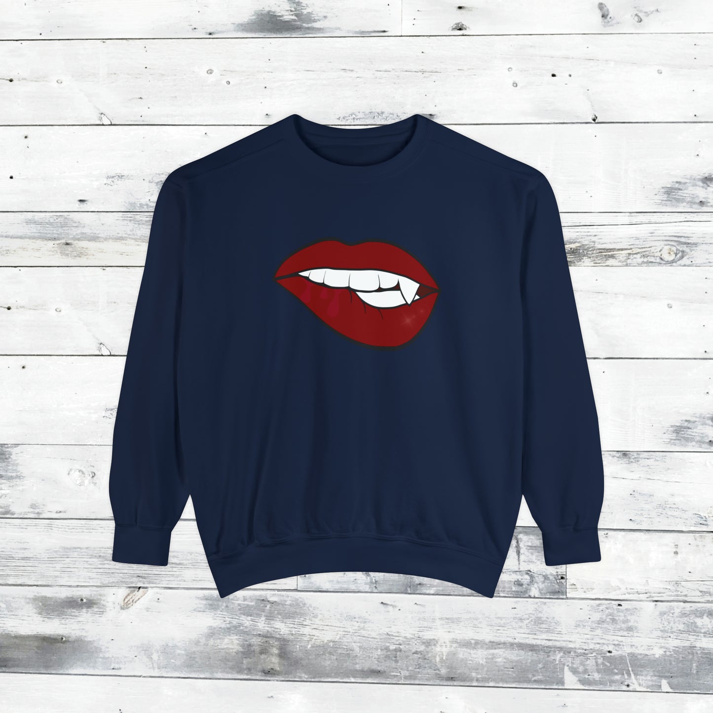 Biting Lip Vampire Fang Comfort Colors Sweater