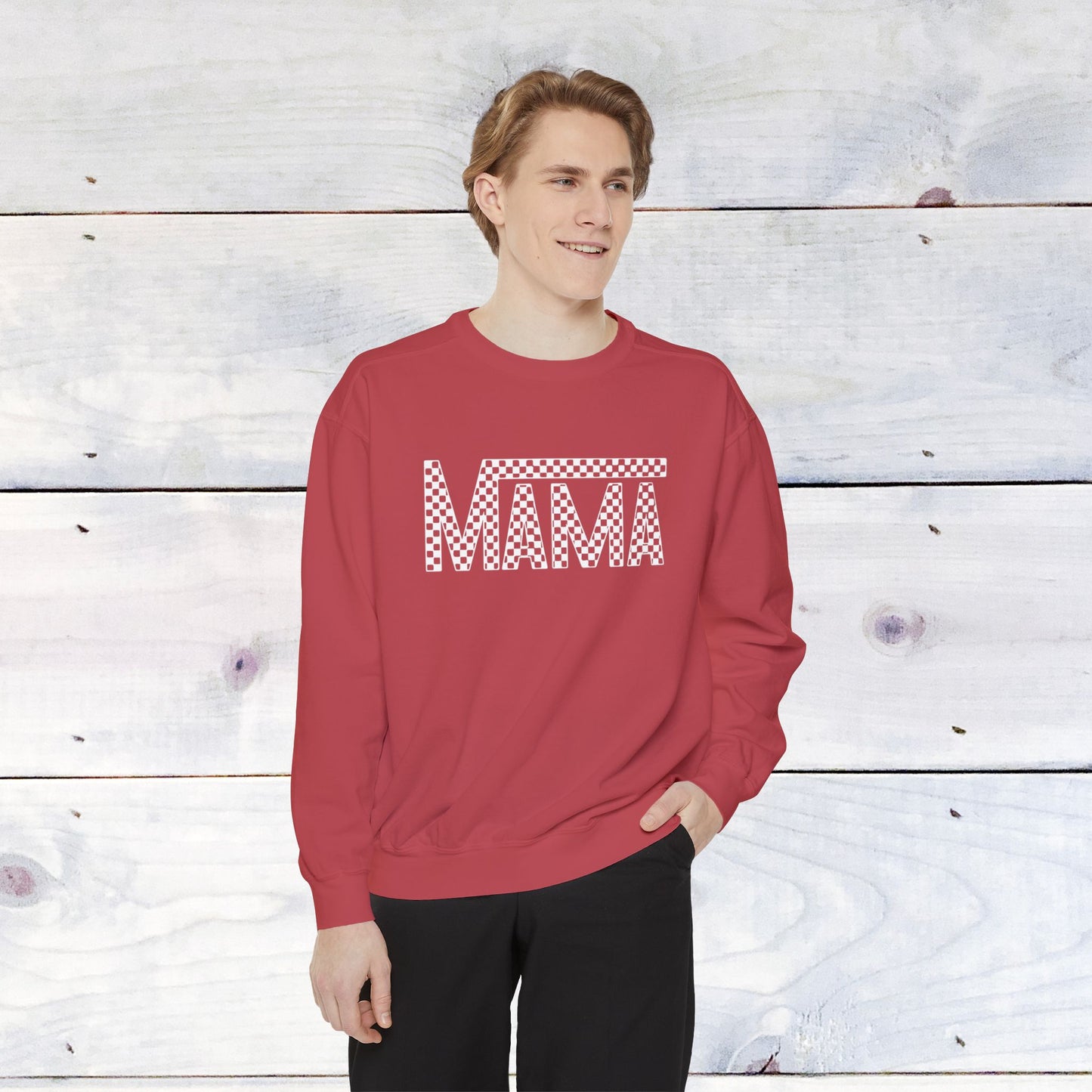 Mama Checkered Comfort Colors Sweater