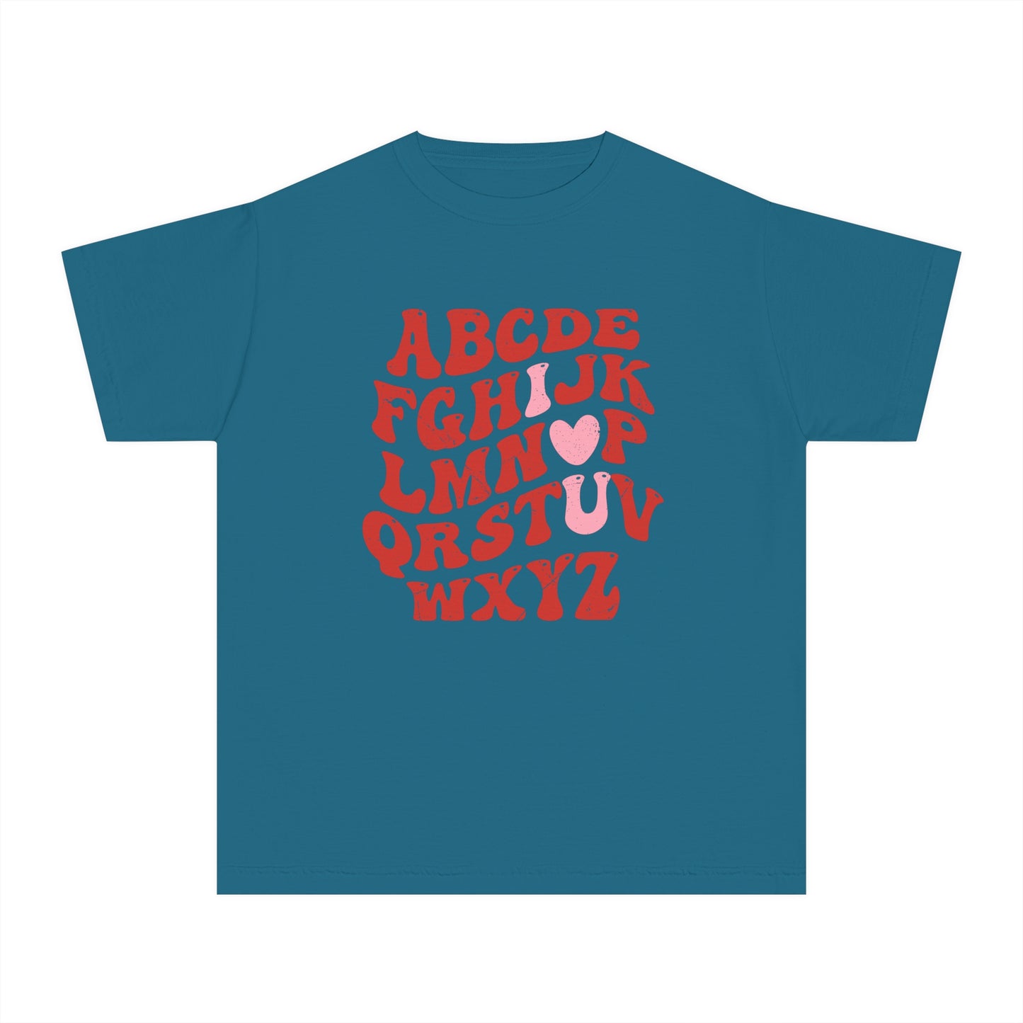 Red Alpha I Love You Youth Comfort Colors Tee