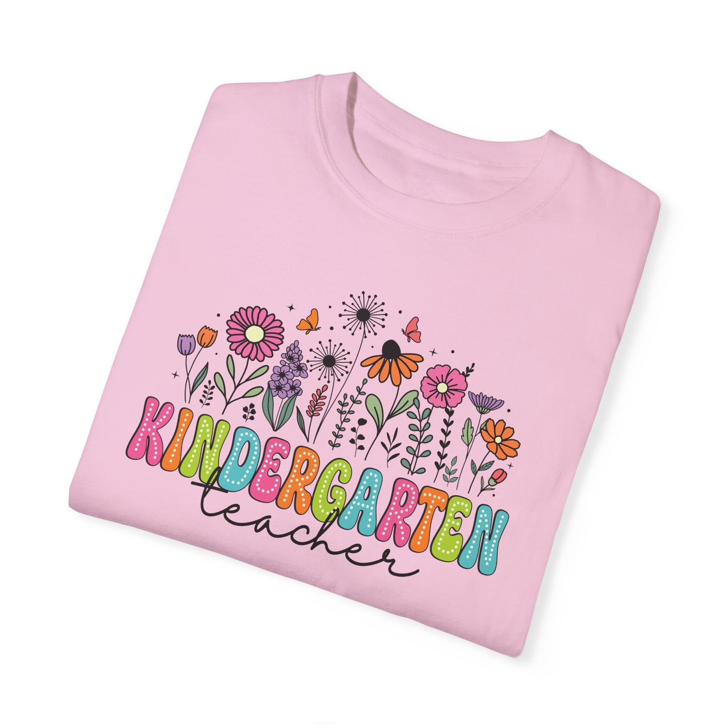 Kinder Flower Teacher Shirt - Comfort Colors