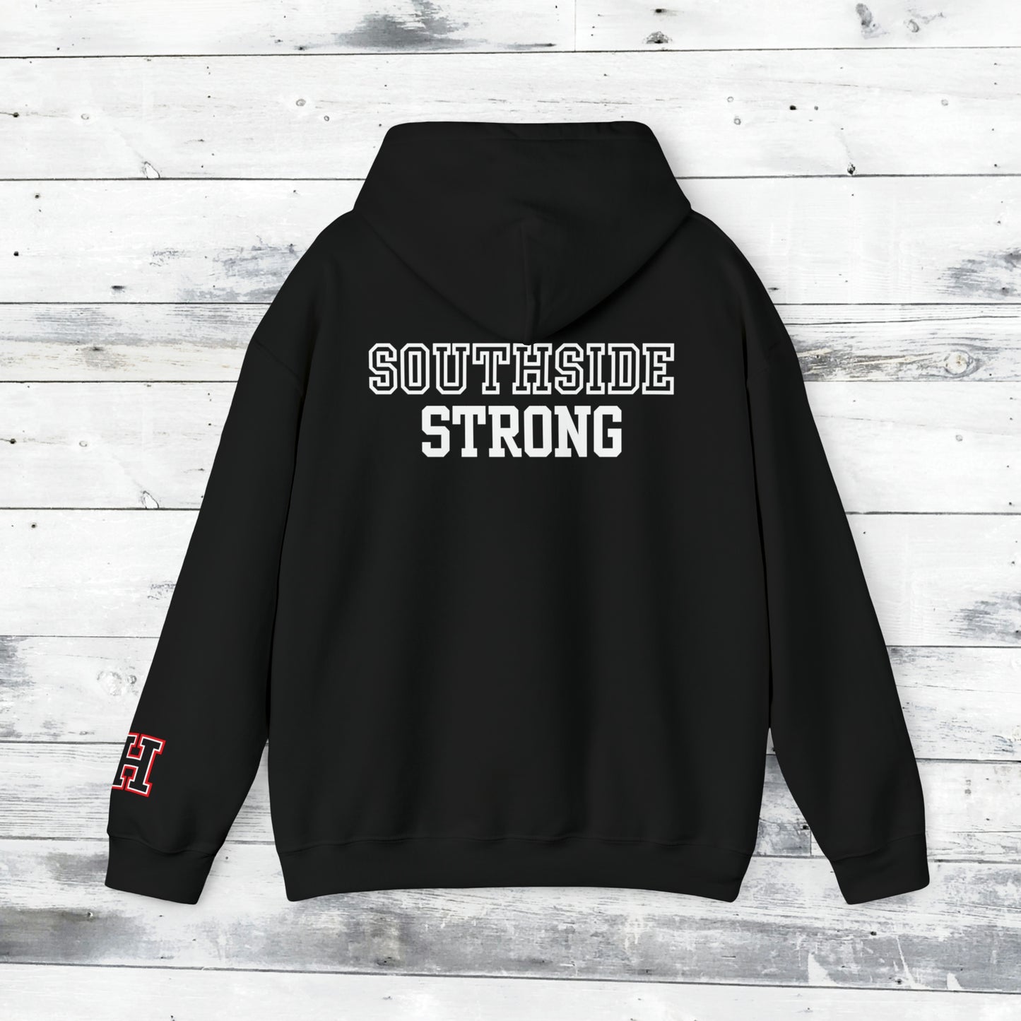 Heath Hawks WTD front Southside Strong back - H Cuff  - Hoodie