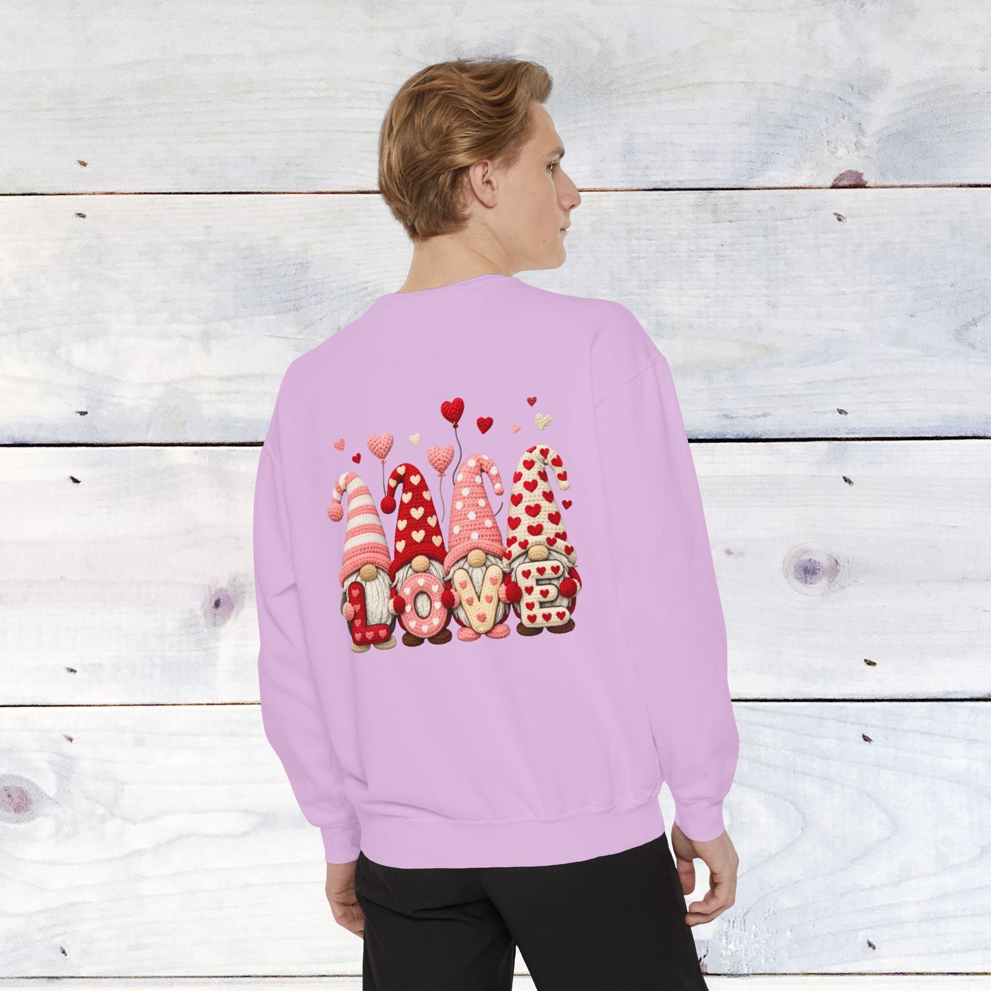 Gnome Love Yarn Bow Comfort Color Sweatshirt