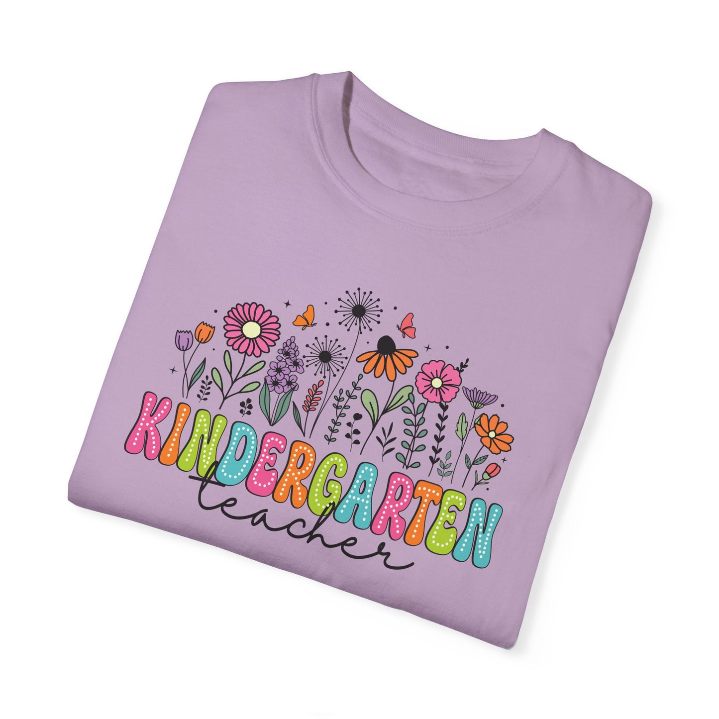 Kinder Flower Teacher Shirt - Comfort Colors