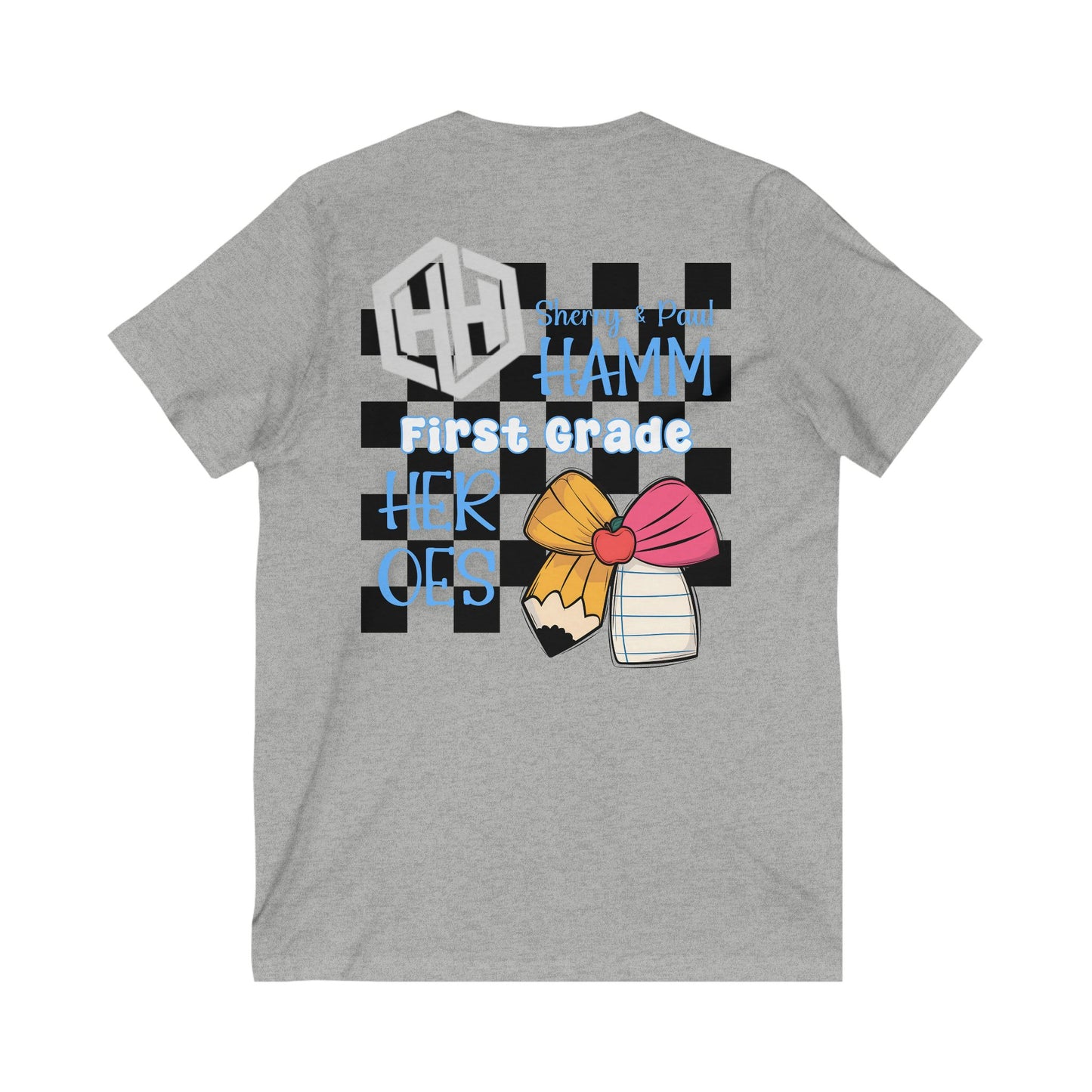 Personalized First Grade Teacher V-Neck Tee