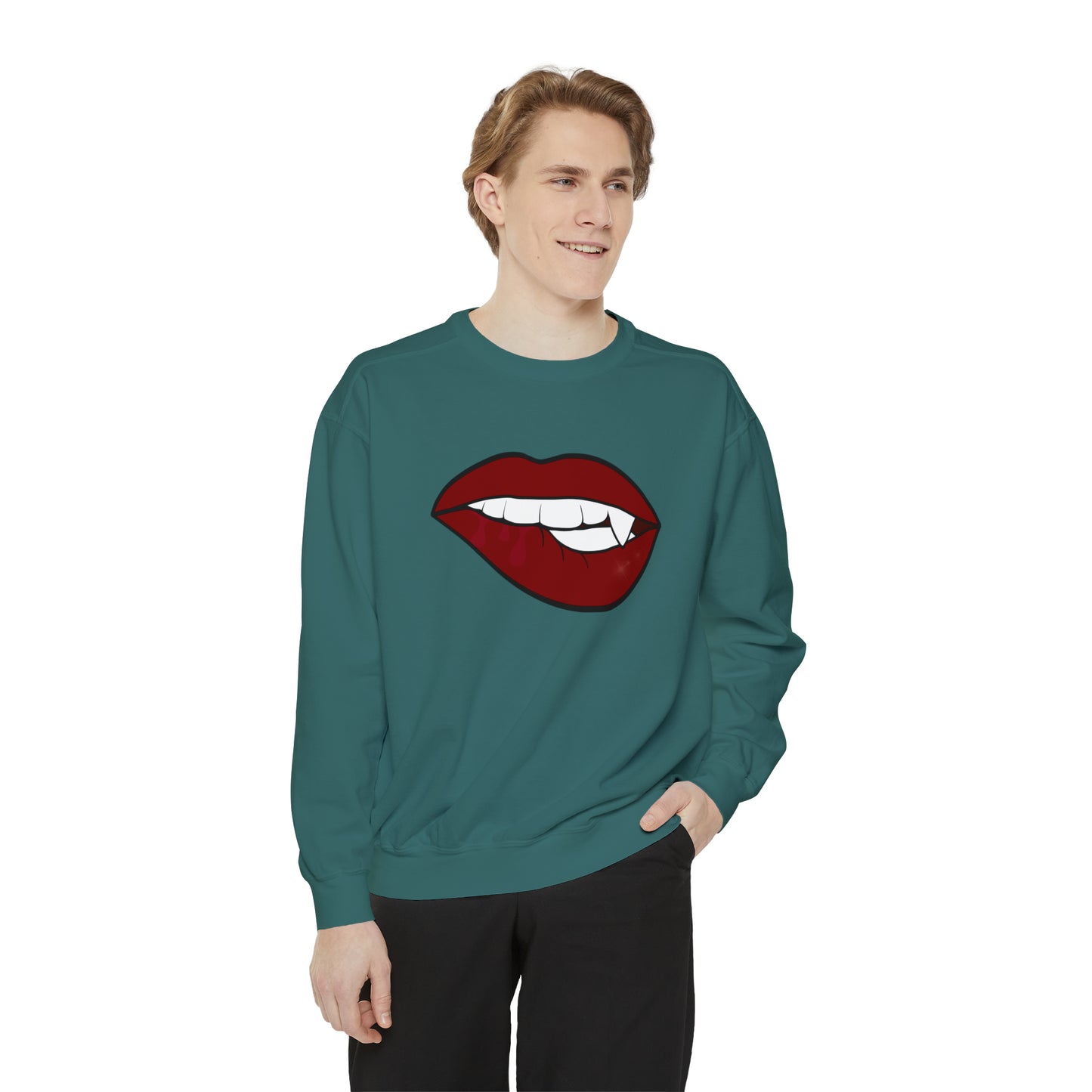 Biting Lip Vampire Fang Comfort Colors Sweater